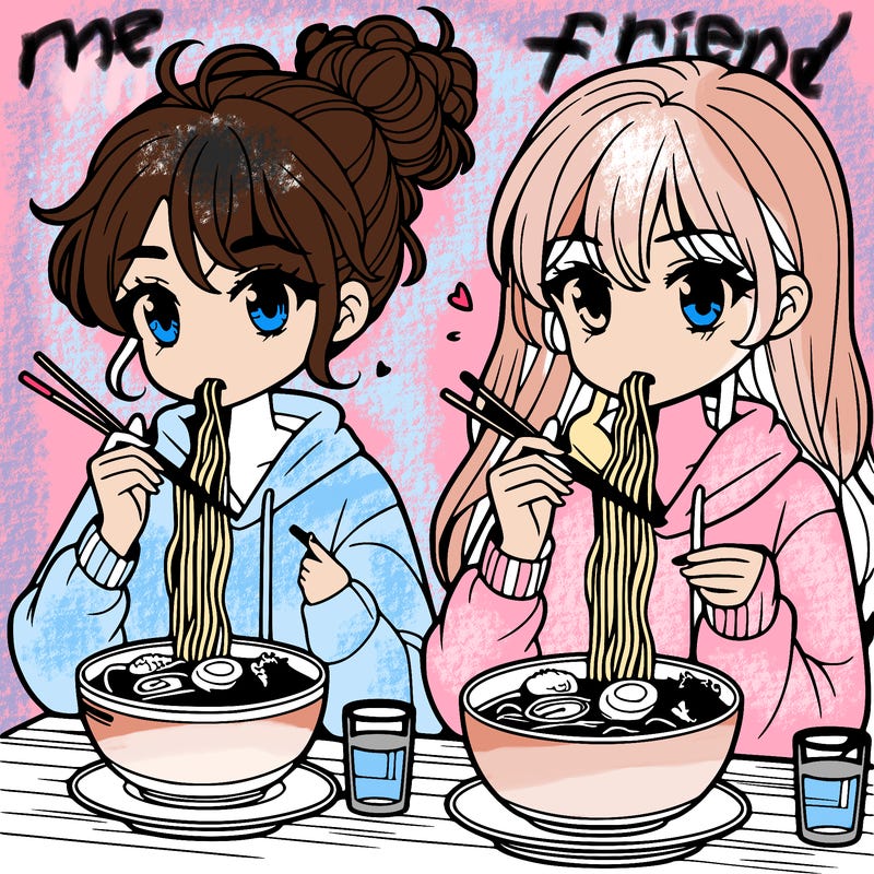 girls eating ramen