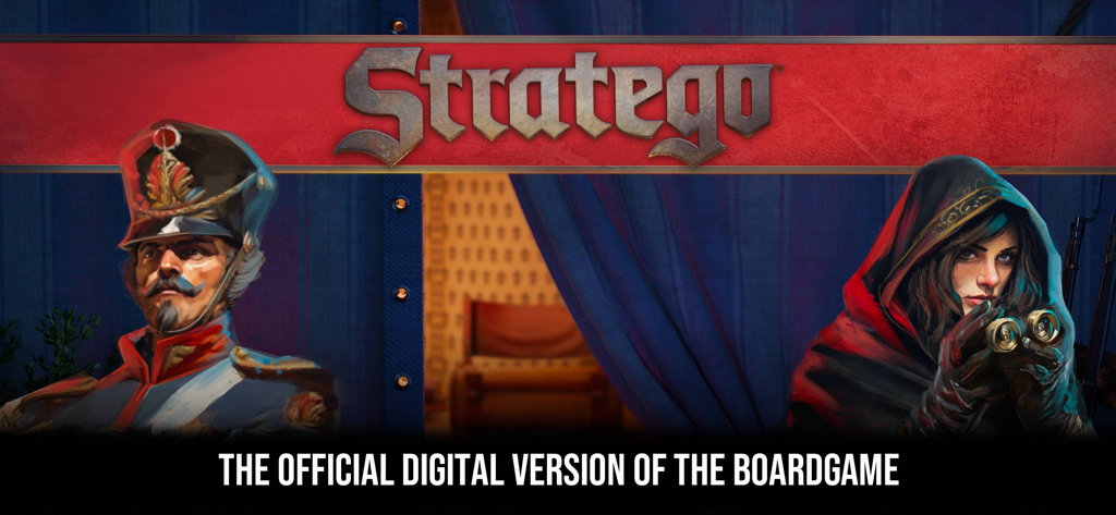 Stratego® Online - Official digital version banner for Stratego Online board game featuring historical characters