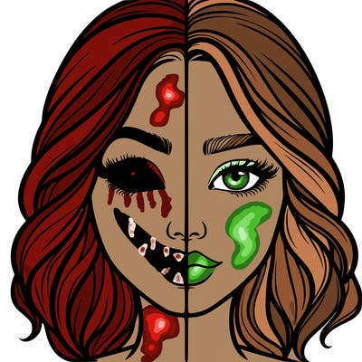 realistic girl split half