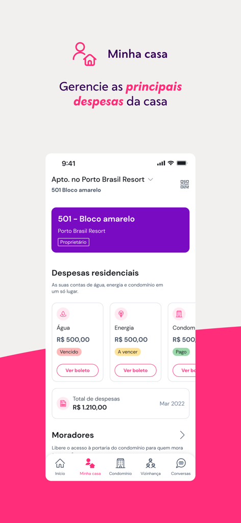 Gruvi - Gruvi app interface displaying residential utility expenses for water energy and condo fees