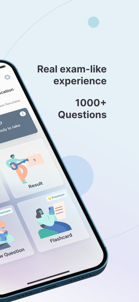 SPS Exam Simulator - SPS Exam Simulator app interface highlighting real exam experience and over 1000 practice questions.