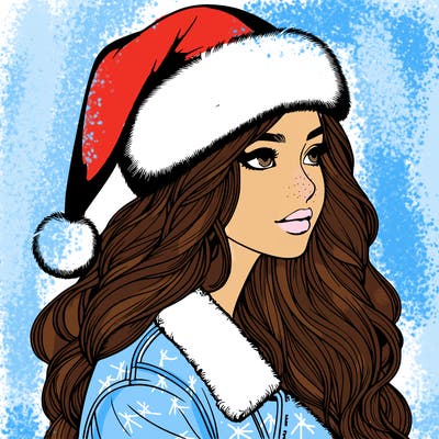 realistic girl in santa hat