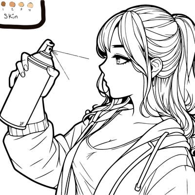 a realistic girl spray, painting