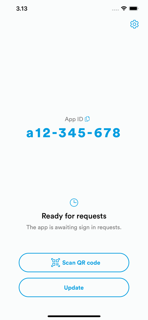 SoloID Authenticator - SoloID Authenticator home screen showing a unique App ID and a scan QR code button
