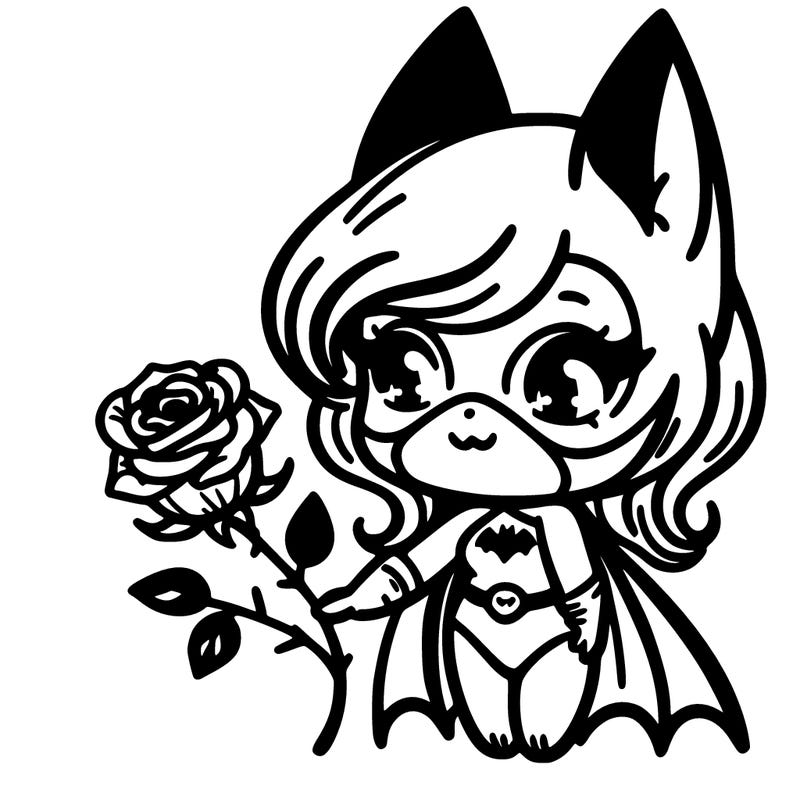 bat girl with rose