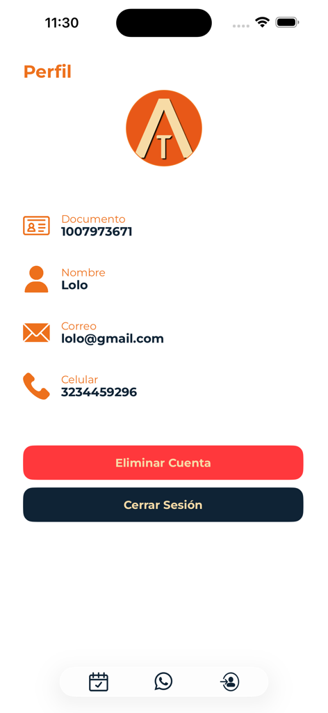 All Tickets App - User profile interface of the All Tickets App showing account details and logout options