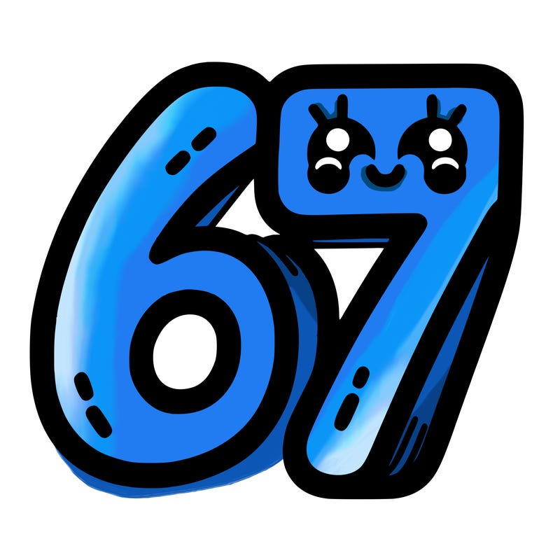 the numbers 67