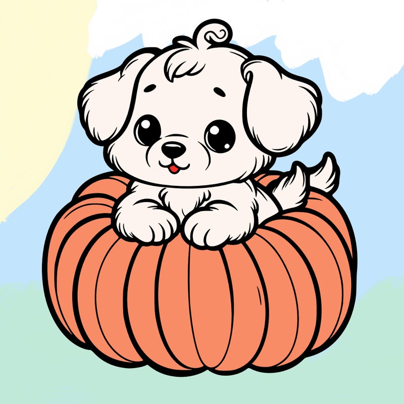 cute little puppy in a pumpkin