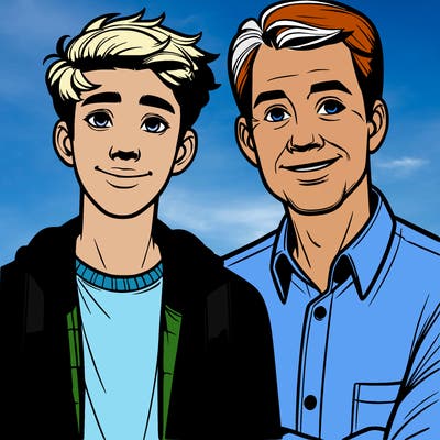 realistic teen boy and dad