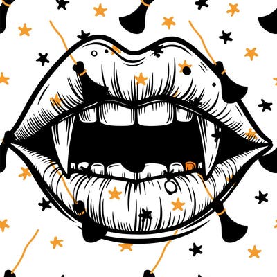 lips with vampire teeth