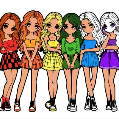 a group of girls realistic