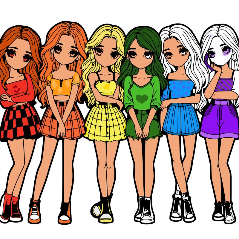 a group of girls realistic