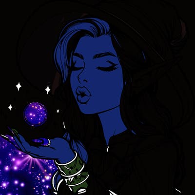 realistic elf casting a spell with lips