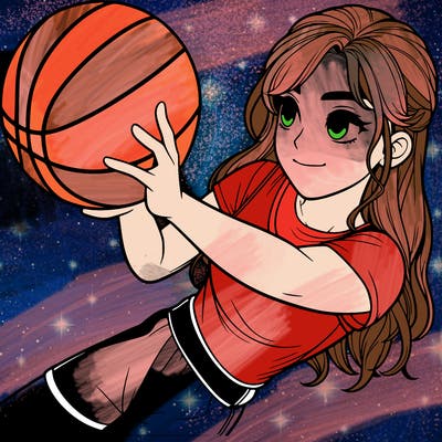 realistic girl playing basketball