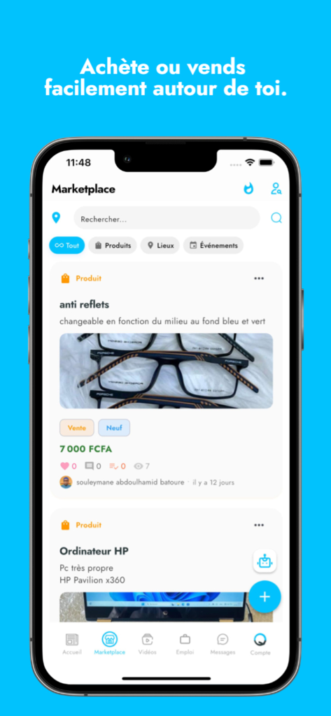 Qwiper - Qwiper app marketplace screen showing local product listings for sale