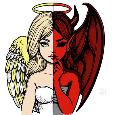 realistic angel half demon