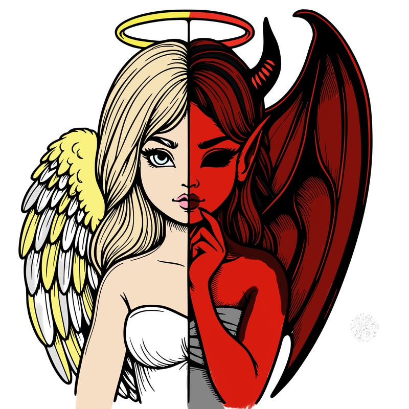 realistic angel half demon