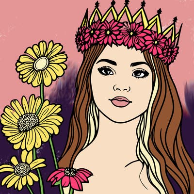 girl with flowers crown