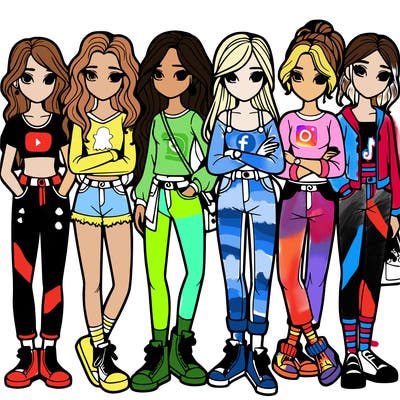 a group of teenage girls in a line