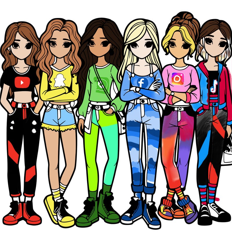 a group of teenage girls in a line