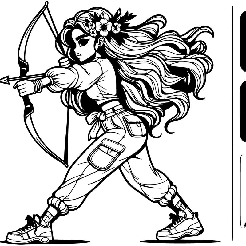 𝓐 𝔀𝓸𝓶𝓪𝓷 𝔀𝓲𝓽𝓱 𝓪 𝓫𝓸𝔀 𝓪𝓷𝓭 𝓪𝓻𝓻𝓸𝔀 𝓐𝓻𝓭 𝓻𝓮𝓪𝓭𝔂 𝓽𝓸 𝓯𝓲𝓻𝓮 𝓪𝓽 𝓪 𝓽𝓪𝓻𝓰𝓮𝓽 𝔀𝓲𝓽𝓱 𝓵𝓸𝓷𝓰 𝓯𝓵𝓸𝔀𝓮𝓻𝔂 𝓱𝓪𝓲𝓻 𝓫𝓵𝓸𝔀𝓲𝓷𝓰 𝓲𝓷 𝓽𝓱𝓮 𝔀𝓲𝓷𝓭 𝔀𝓲𝓽𝓱 𝓬𝓪𝓻𝓰𝓸 𝓹𝓪𝓷𝓽𝓼 𝓪𝓷 𝓼 𝓼𝓱𝓸𝓻𝓽 𝓼𝓵𝓮𝓮𝓿𝓮𝓭 𝓼𝓱𝓲𝓻𝓽 𝔀𝓲𝓽𝓱 𝓽𝓮𝓷𝓷𝓲𝓼 𝓼𝓱𝓸𝓮𝓼 𝓸𝓷