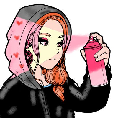 a realistic girl, spray painting