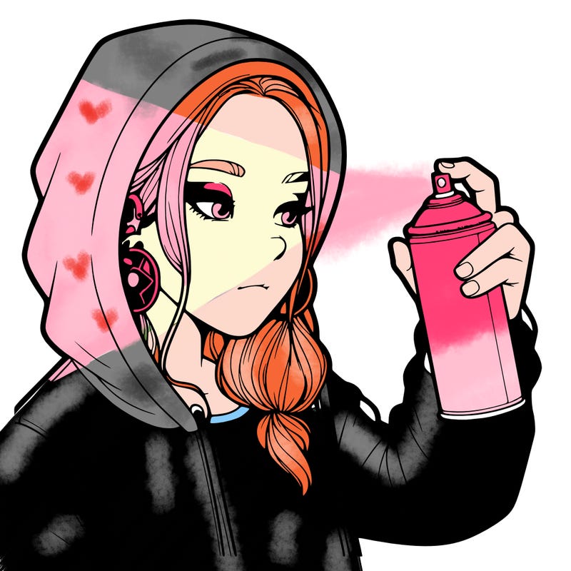 a realistic girl, spray painting