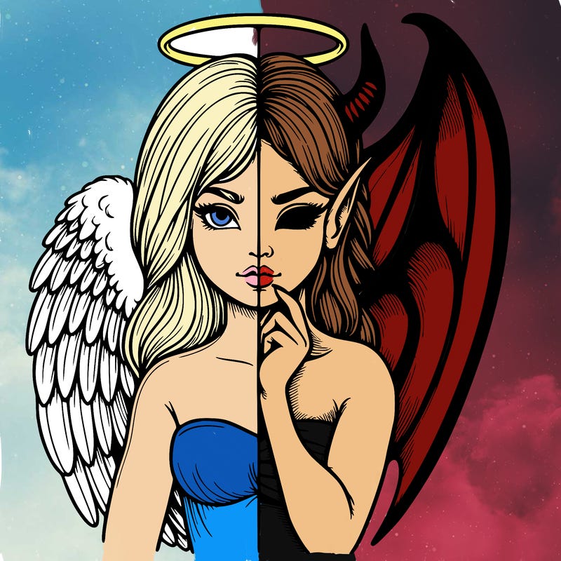 realistic angel half demon