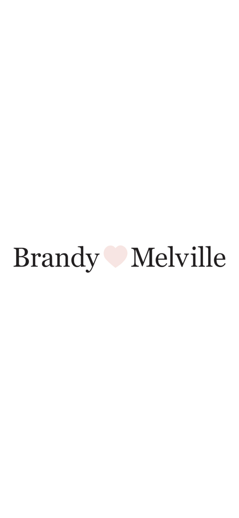 Brandy Melville US - Logo minimaliste Brandy Melville avec une petite icône de cœur rose sur fond blanc