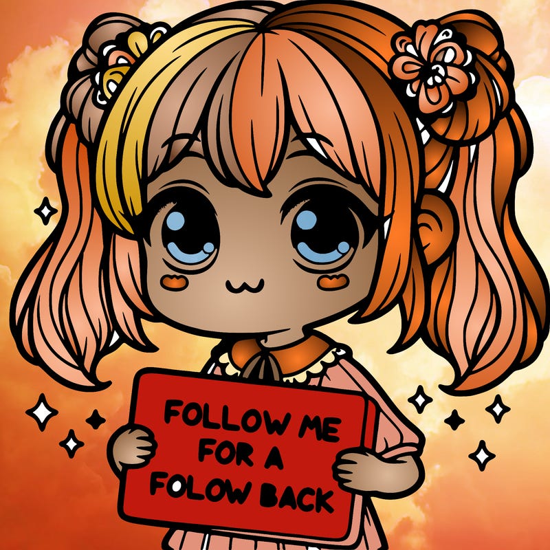 cute girl with a sign that says follow me for a follow back