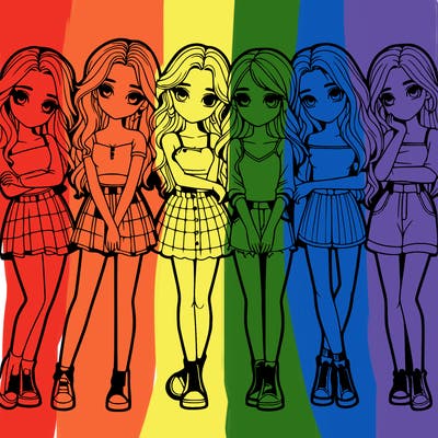 a group of girls realistic