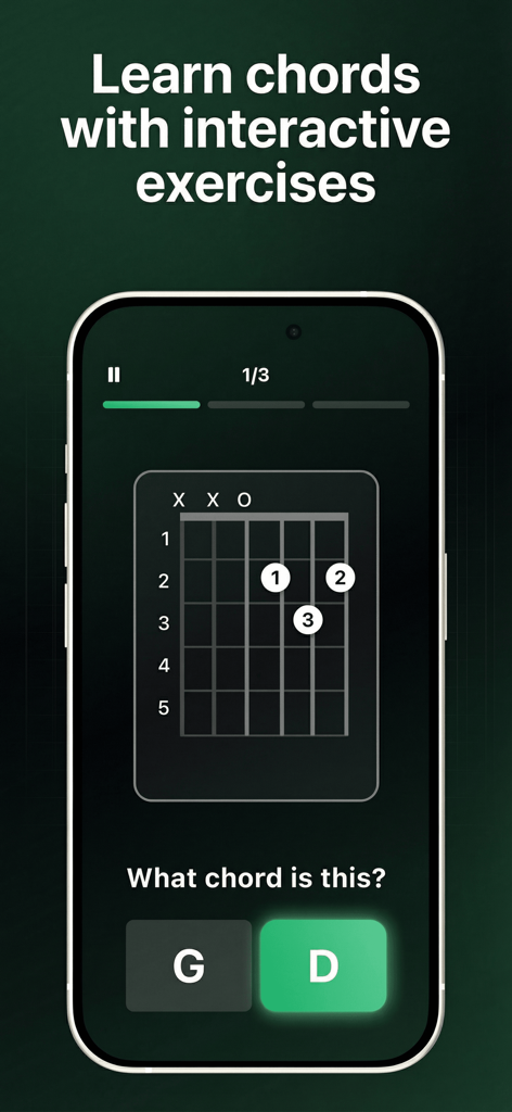 Esercizi e giochi interattivi per l'apprendimento degli accordi di chitarra in Tuner Pro