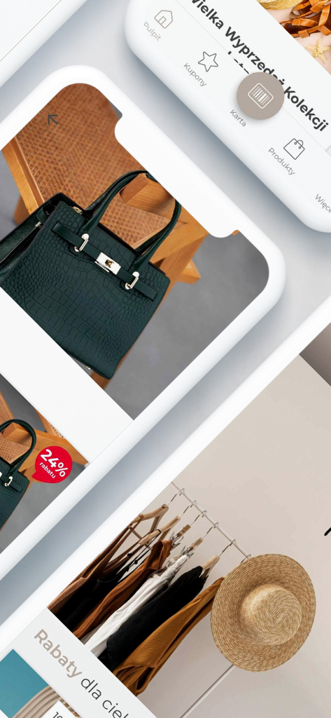 PeP - Fashion - Mobile screen of the PeP Fashion app showing stylish handbags and clothing discounts