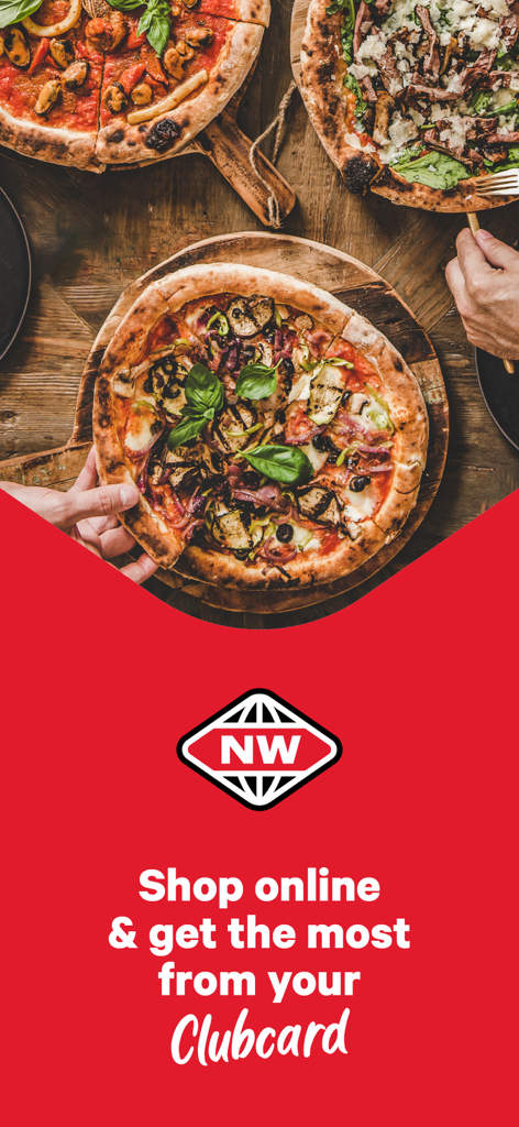 New World NZ - New World NZ app home screen promoting online shopping and Clubcard benefits