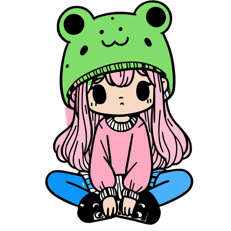 a girl wearing a frog hat and some frog socks