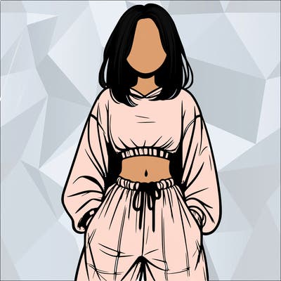 realistic girl faceless with baggy pants and a crop top