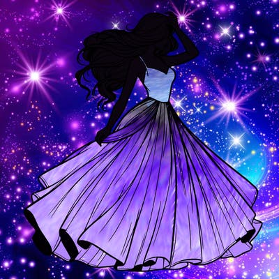 realistic woman with dress flowing in the wind