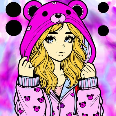 realistic girl in a animal pjs hoodie