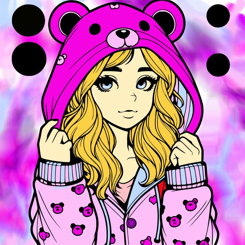 realistic girl in a animal pjs hoodie