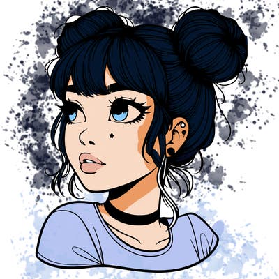 realistic girl with spacebuns