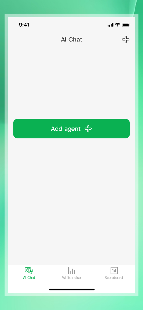 Echo Chat Engine - 새 AI 에이전트 추가 버튼이 있는 Echo Chat Engine 앱의 AI 채팅 인터페이스.