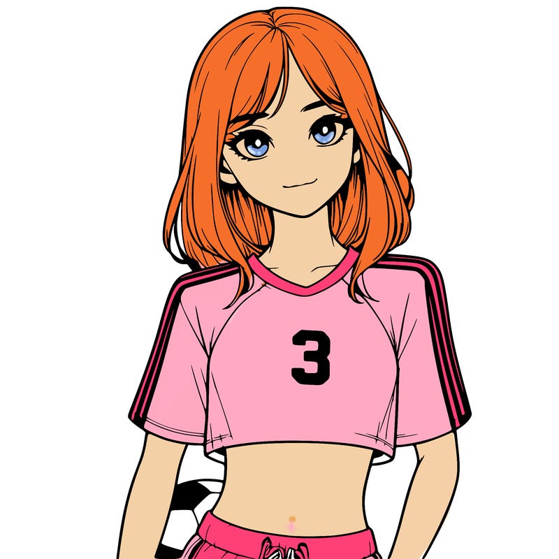 realistic girl wearing soccer jersey