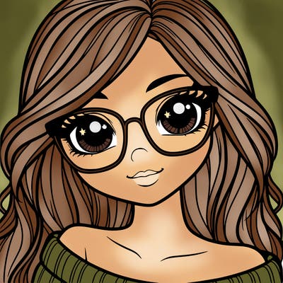 girl with beautiful eyes, hair, and glasses