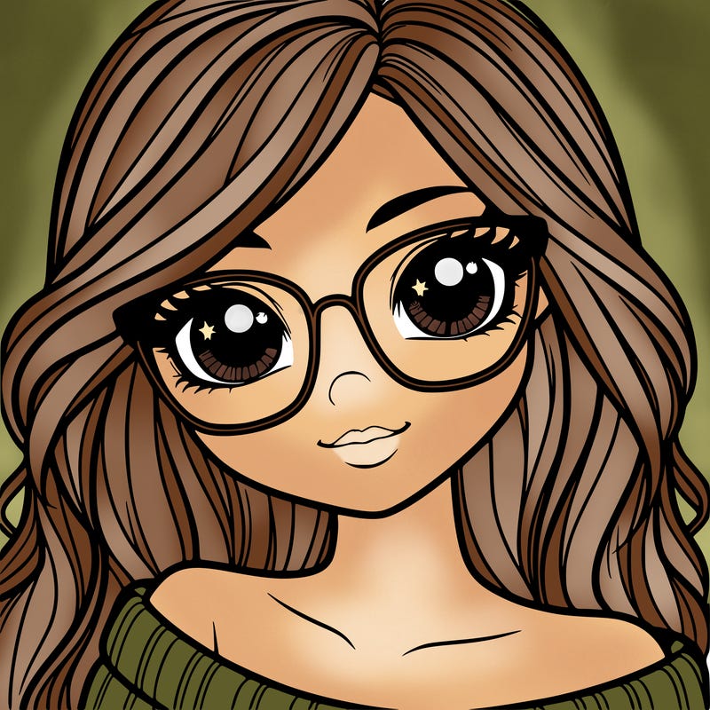 girl with beautiful eyes, hair, and glasses