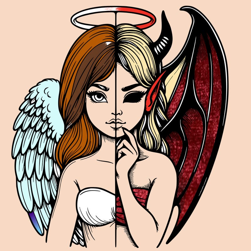 realistic angel half demon