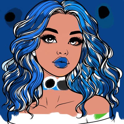 realistic girl with wavy hair and lips