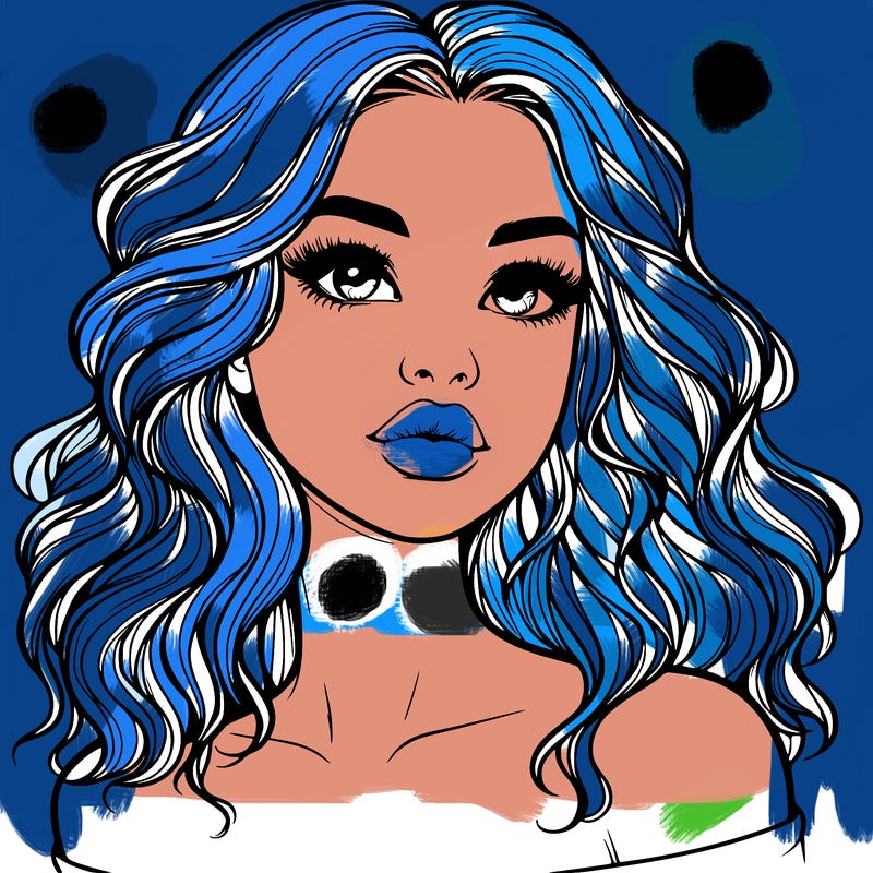 realistic girl with wavy hair and lips