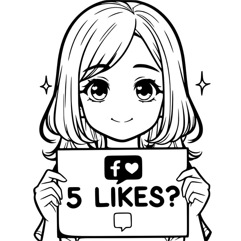 a realistic girl holding a sign saying 5 likes?