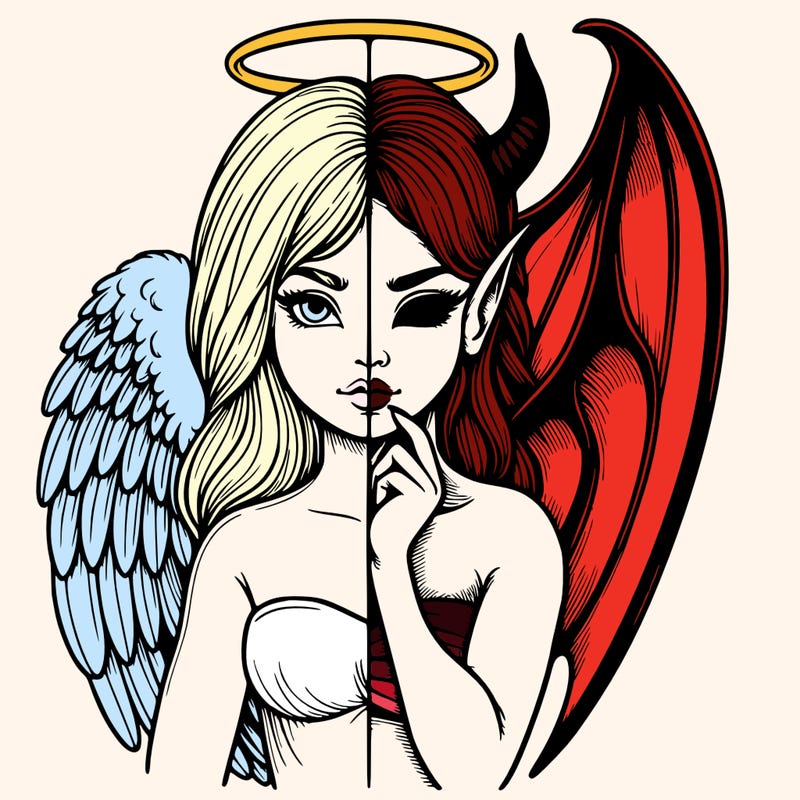 realistic angel half demon