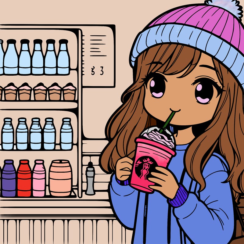 a girl drinking starbucks at starbucks